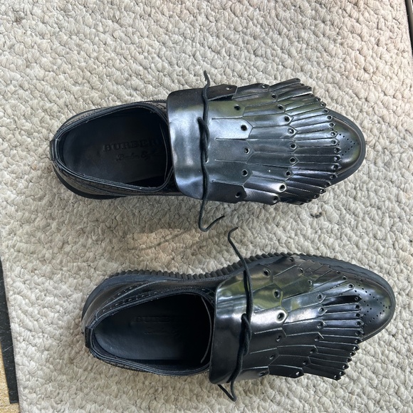 Burberry Black Brogue Leather Chelsam Lace Up Platform Oxfords - Picture 5 of 8